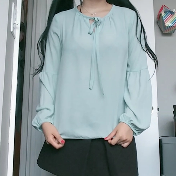 Karl lagerfeld mint green/aqua blouse - Picture 4 of 7